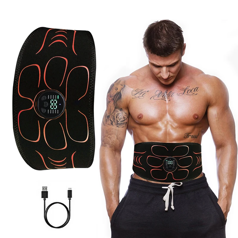 

ABS Stimulator EMS Abdominal Muscle Trainer Body Waist Slimming Belt Weight Lose Muscle Toner Fitness Equiment USB Recharge