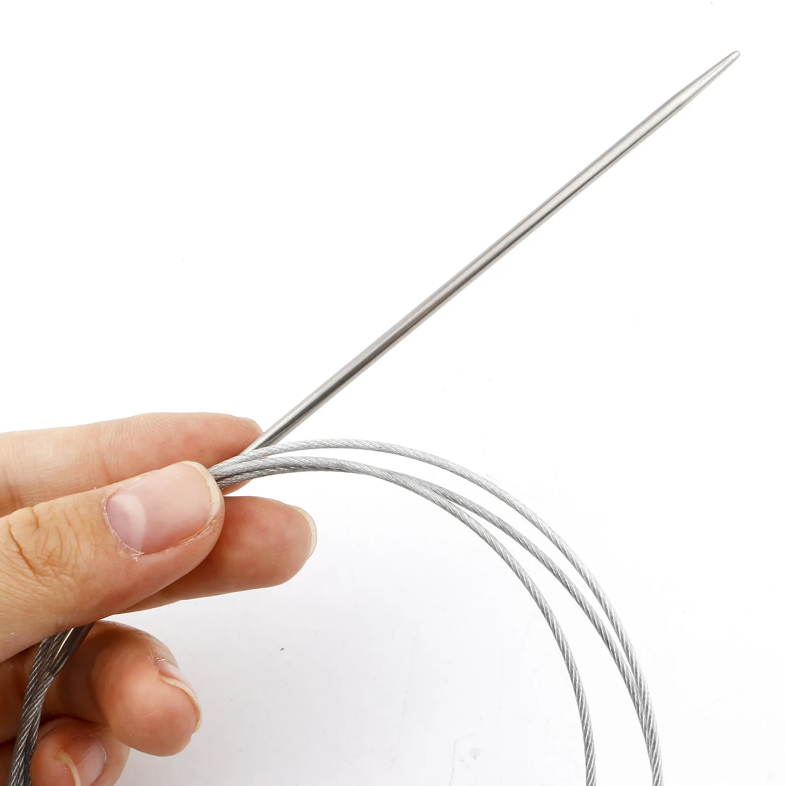 1pc 3-5mm Stainless Steel Circular Knitting Needles with Needle Card Suture Needle DIY Craft Clothes Tools 80cm(31 4/8