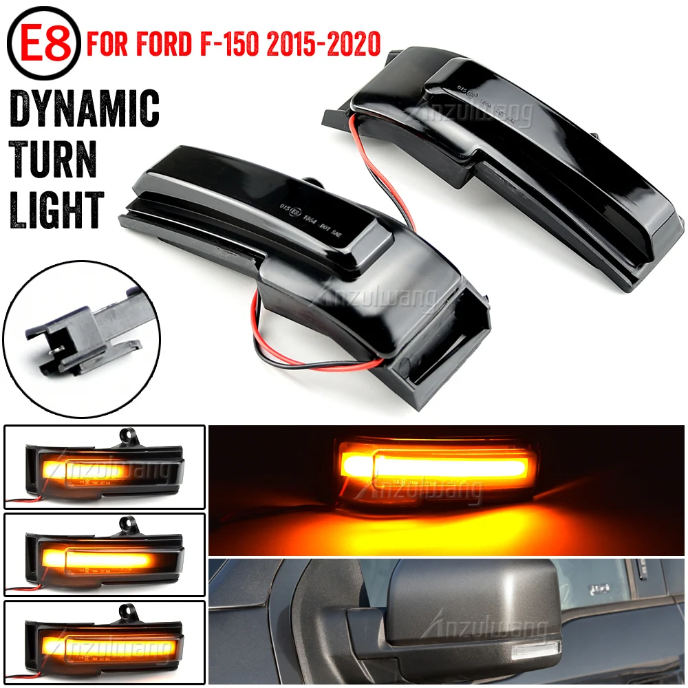 

For Ford F-150 F150 2015 2016 2017 2018 2019 2020 New Smoked LED Dynamic Car Rear View Mirror Turn Signal Light Flashing Lamps