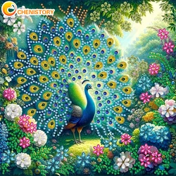 CHENISTORY 5D fai da te pittura diamante Kit animale splendido pavone fai da te parziale speciale trapano a forma di diamante fatto a mano mosaico arte regalo