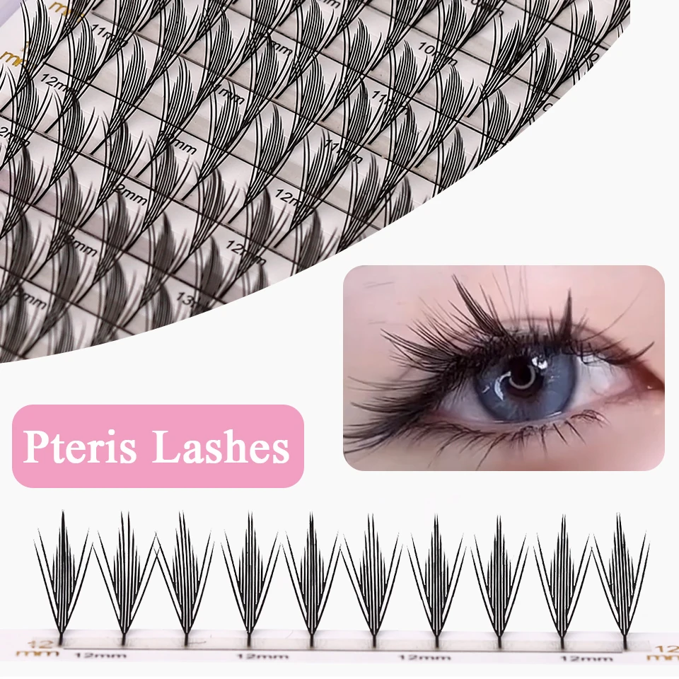 AGUUD Cashmere Feather Individual Eyelash Comic Elf Spire Premium Automatic Flowering Premade Fans Extensions Makeup Tools