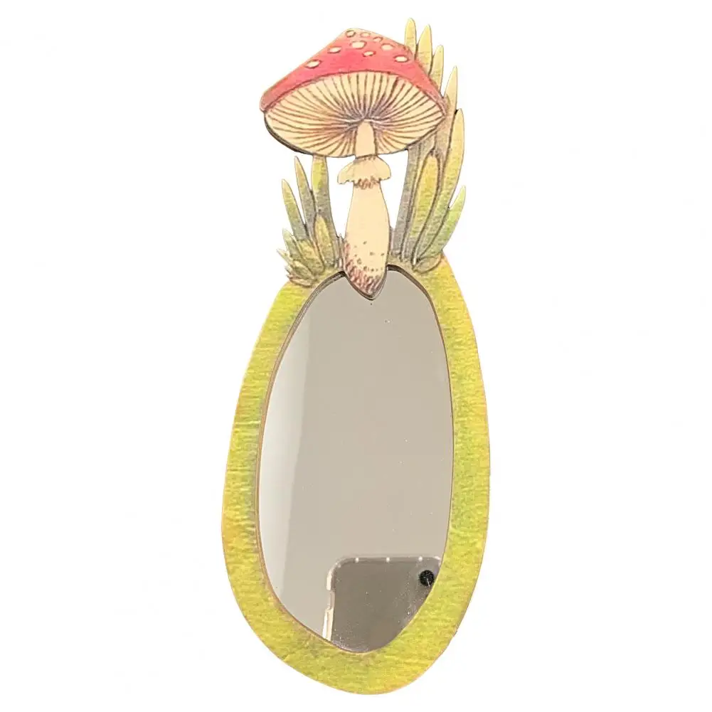 Great Mirror Round Wooden Mirror Unique Design Perfect Gift Hanging Decoration Retro Mushroom Forest Mirror