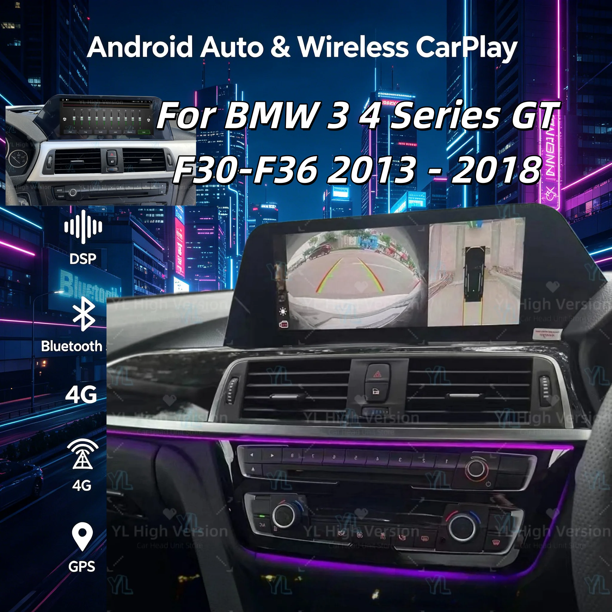 10.25inch Blade Screen For BMW 3 4 Series 3Series GT F30 RHD 2013 - 2018 Android 15 Multimedia GPS Car Radio Wireless CarPlay 4G