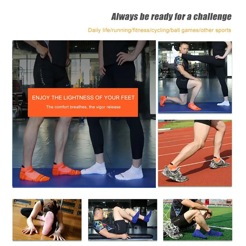 3 Pairs Men Running Short Socks Thick Towel Quick Dry Fitness Sport Ankle Socks Athletic Cycling Basketball Socks Man 39-44