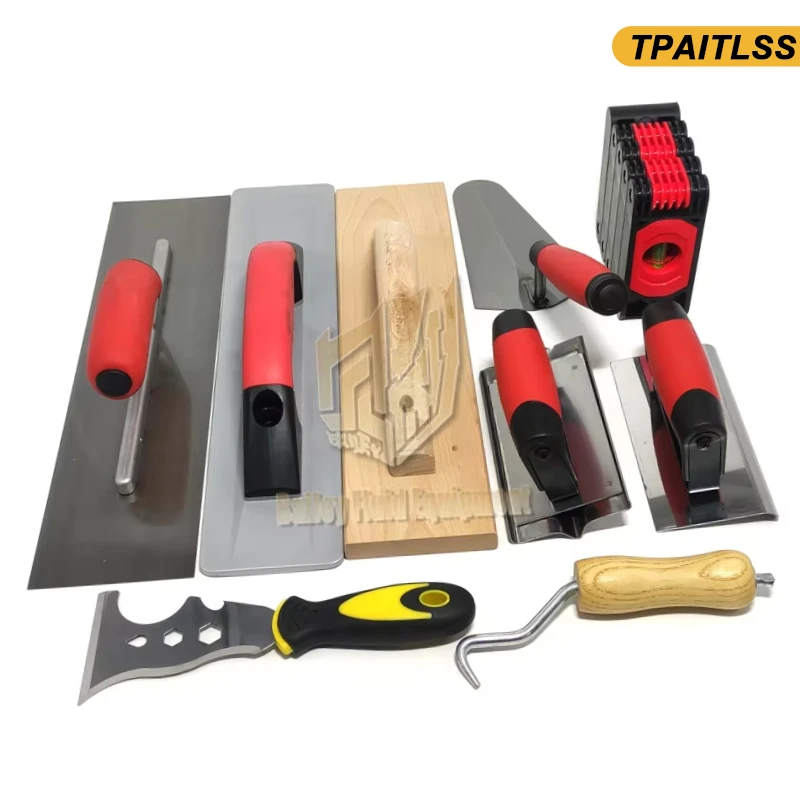 NEW Hot selling 10 Piece  Masonry Hand Tool Set Including Smoothing Trowel Measuring Trowel Grout Mill Edge Cutter Spirit level