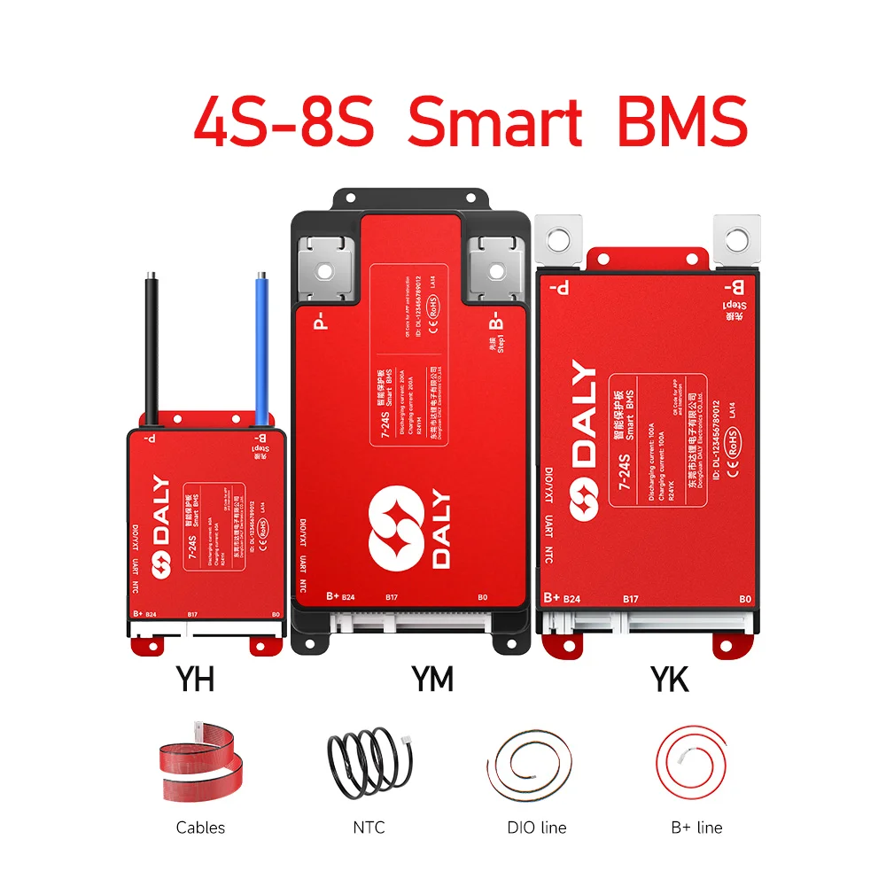 Daly Smart BMS 4S 6S 8S 12S 13S 14S 16S 17S 20S 24S Bluetooth UART BMS 30A 40A 60A 80A 100A 150A 200A Lifepo4 Li-Ion LTO Battery image 3