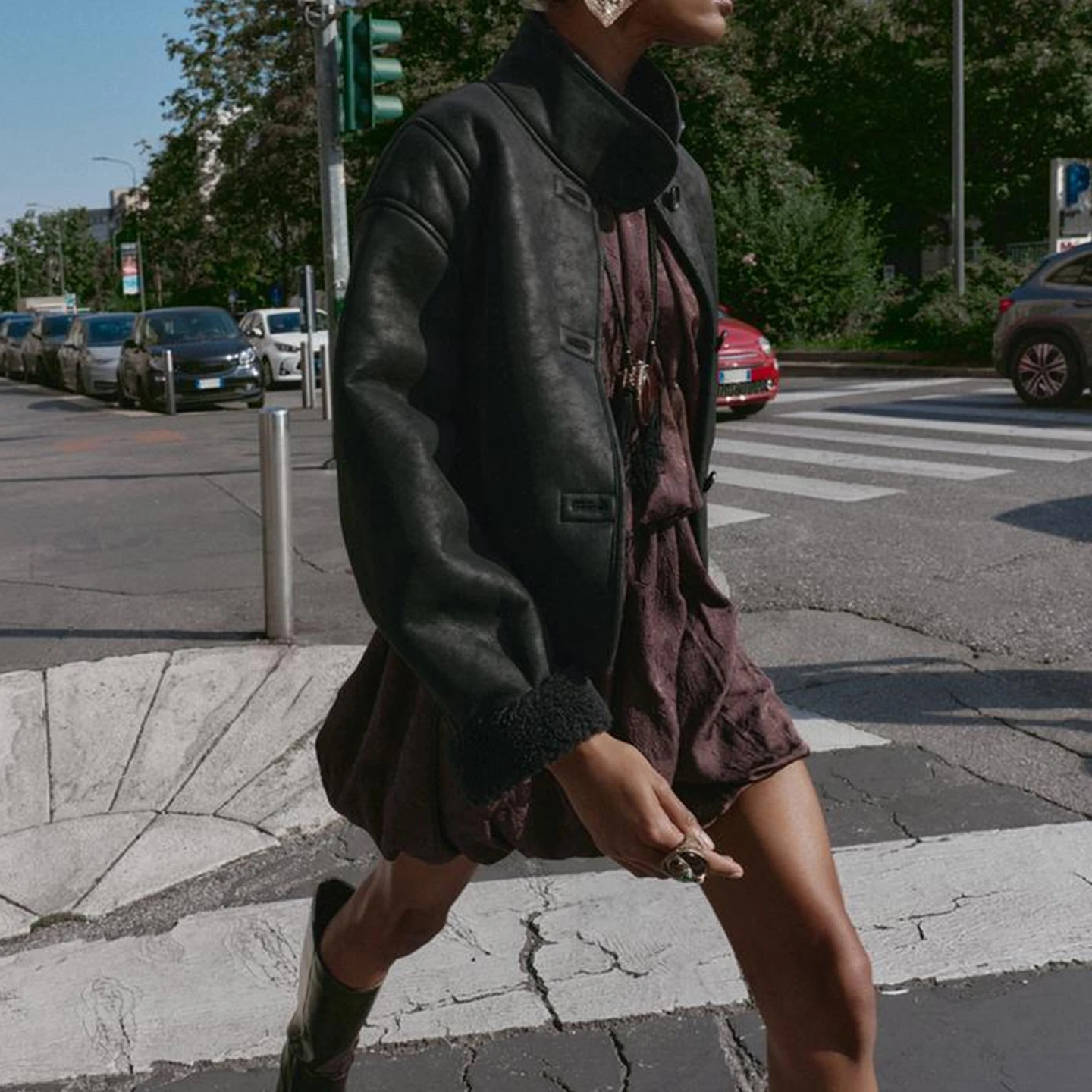 معطف Z للسيدات من الجلد الصناعي على الوجهين Jaet Faionable Personali لخريف 2025 للتنقل معطف فضفاض طويل Sve #2