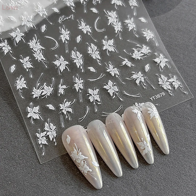 [Naklejki na paznokcie] Wytłaczane kwiaty, ciemny gradient różu, lekki luksusowy styl, samoprzylepne, dekoracja paznokci, manicure, salon