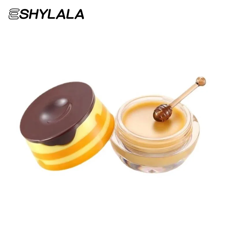 Balsamo per labbra al miele dell'orso Barattolo di miele carino Maschera per labbra per dormire Idratante Idratante
