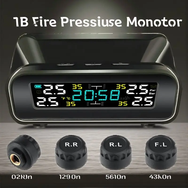 

Solar Powered Wireless TPMS Car Tire Pressure Monitoring System External Sensors Included