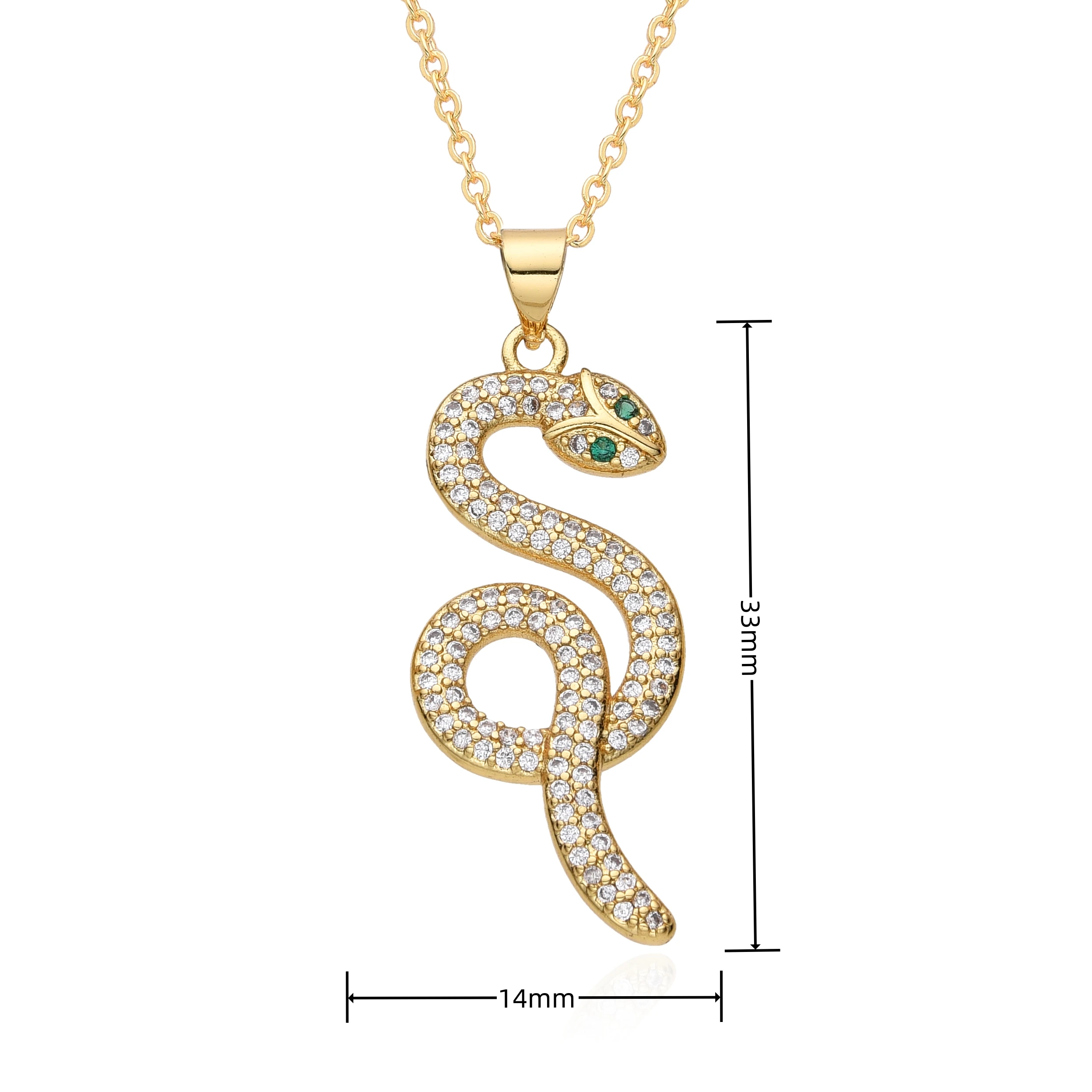 Vintage Gold Color Horseshoe Snake All-seeing Eye Providence Charms Zircon Necklace for Women Choker Pendant Jewelry Wholesale