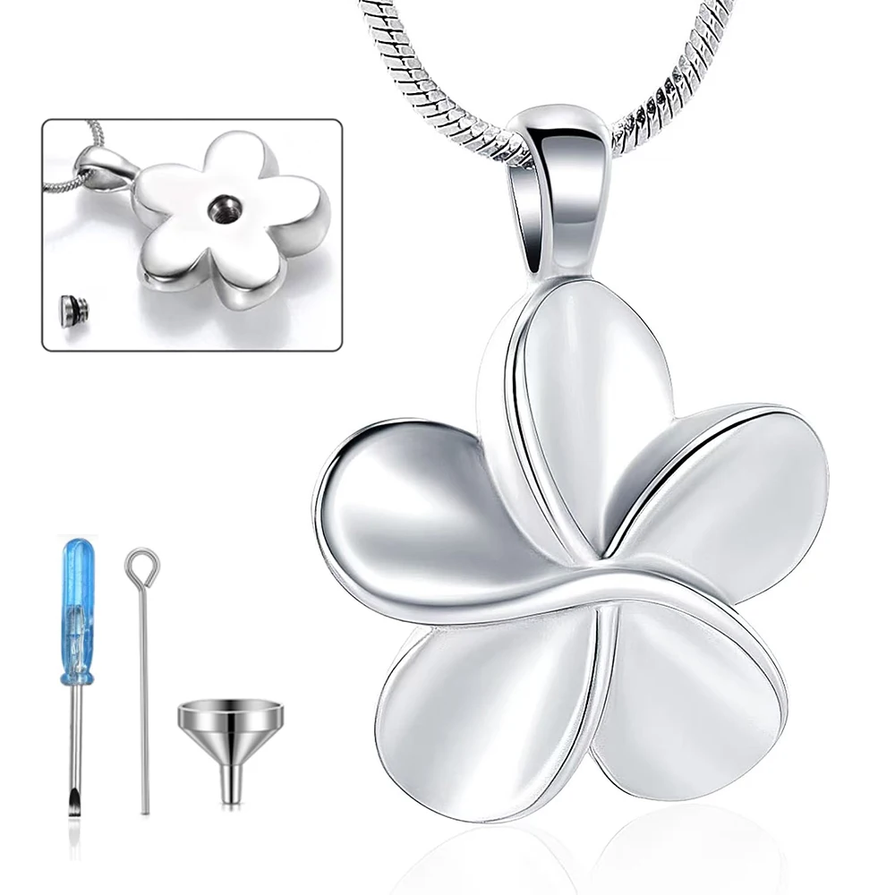 Flower Cremation Ashes Jewelry Cremation Necklace Memorial Locket for Ashes Keepsake Urn Pendants for Women/Men