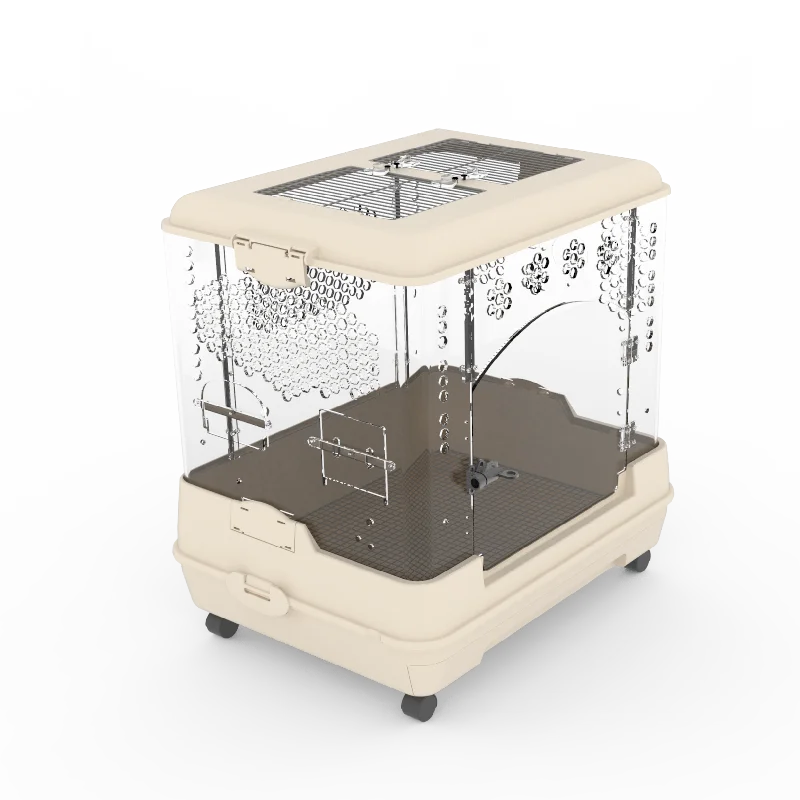 

Rectangle clear Acrylic Parrot Bird Cages with Nest and Food Cups
