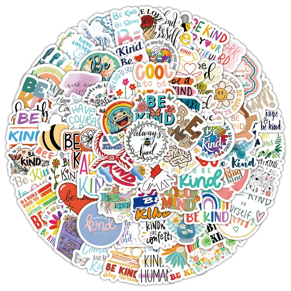 100 Stück inspirierende und freundliche englische Phrasen, wasserfeste Graffiti-Aufkleber für Helm, Fahrrad, Handkonto, Federmäppchen