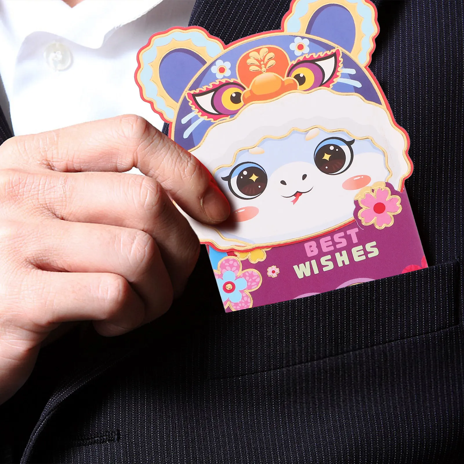 6Pcs Cartoon Flip Cover Red Envelopes New Year Money Pocket Traditional Chinese Red Packet Lunar 2025 Edition