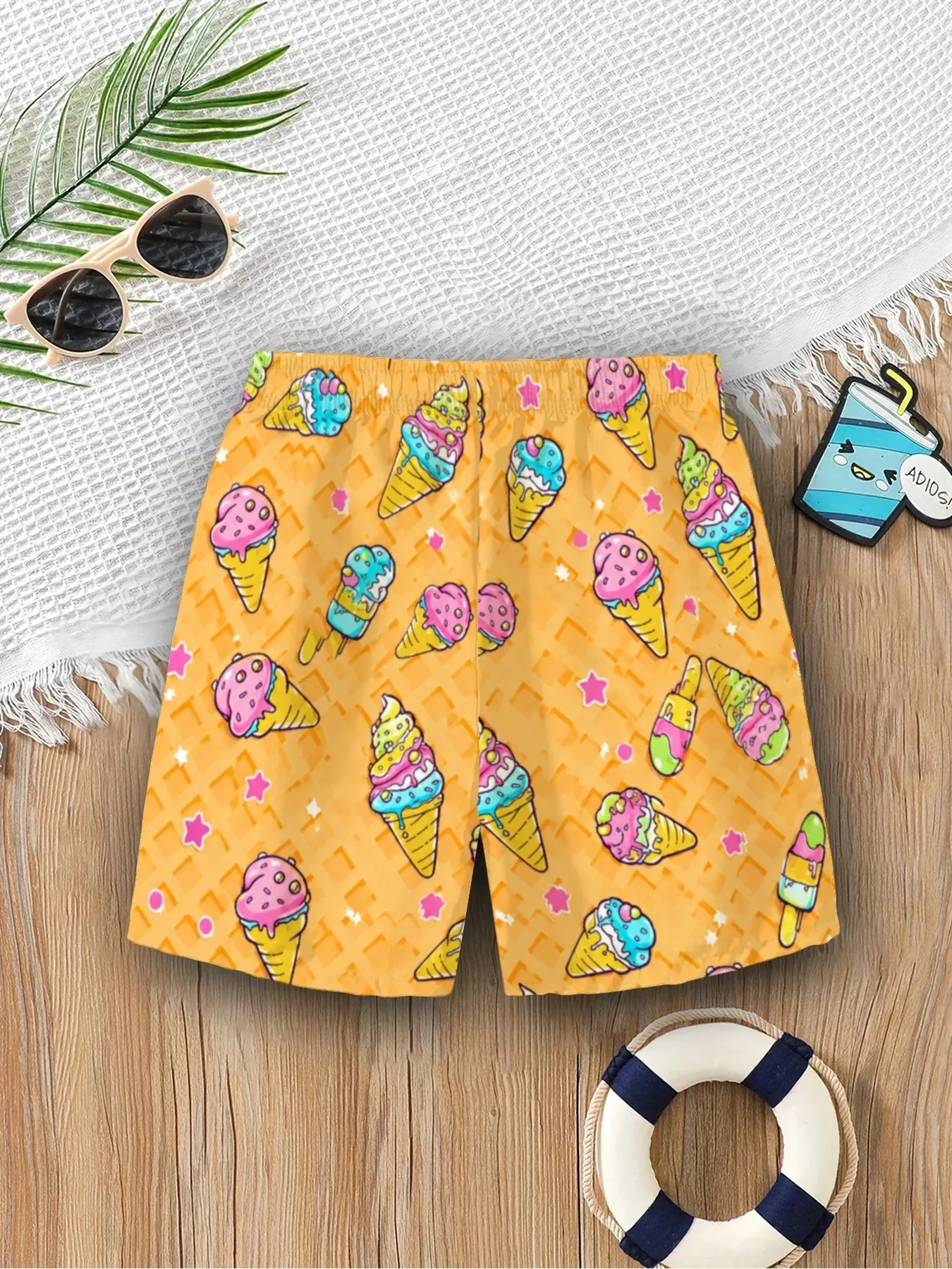 2026 New Summer Dessert Ice Cream All-over Print Casual Shorts, Fun Ice Cream for Boys, Girls, and Adults, Beach Vacation Pants
