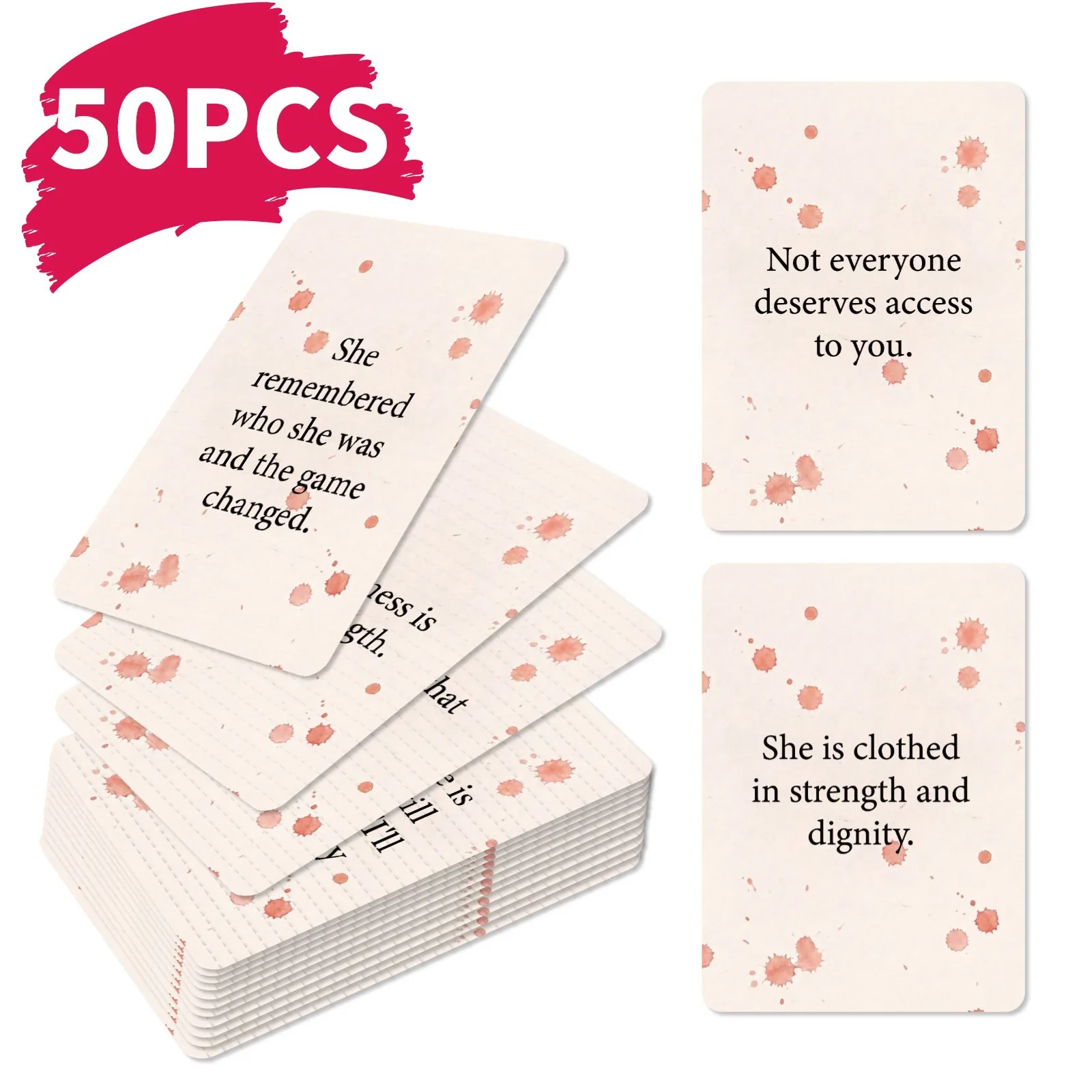 50Pcs Watercolor Ink Wash Self-Love Quote Cards Inspirational Affirmation Cards Women Growth Healing Self-Encouragement Cards