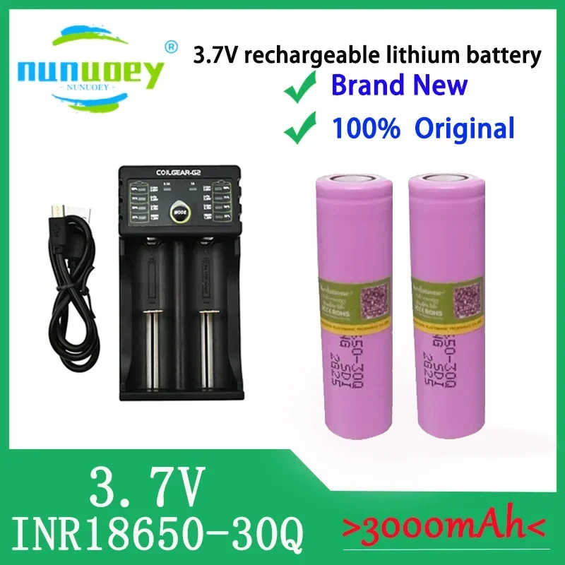 

100% Original INR 18650 battery 3.7V 3000mAh INR18650 30Q li-ion Rechargeable Batteries Hight Power Discharge 30A Larger Current