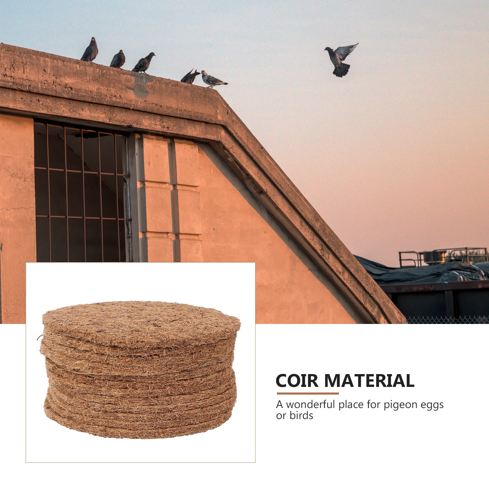 

12Pcs High-Density Coconut Fiber Nesting Mat for Birds Reusable Egg Laying Surface Non-Move Base for Pigeon Breeding Accessory