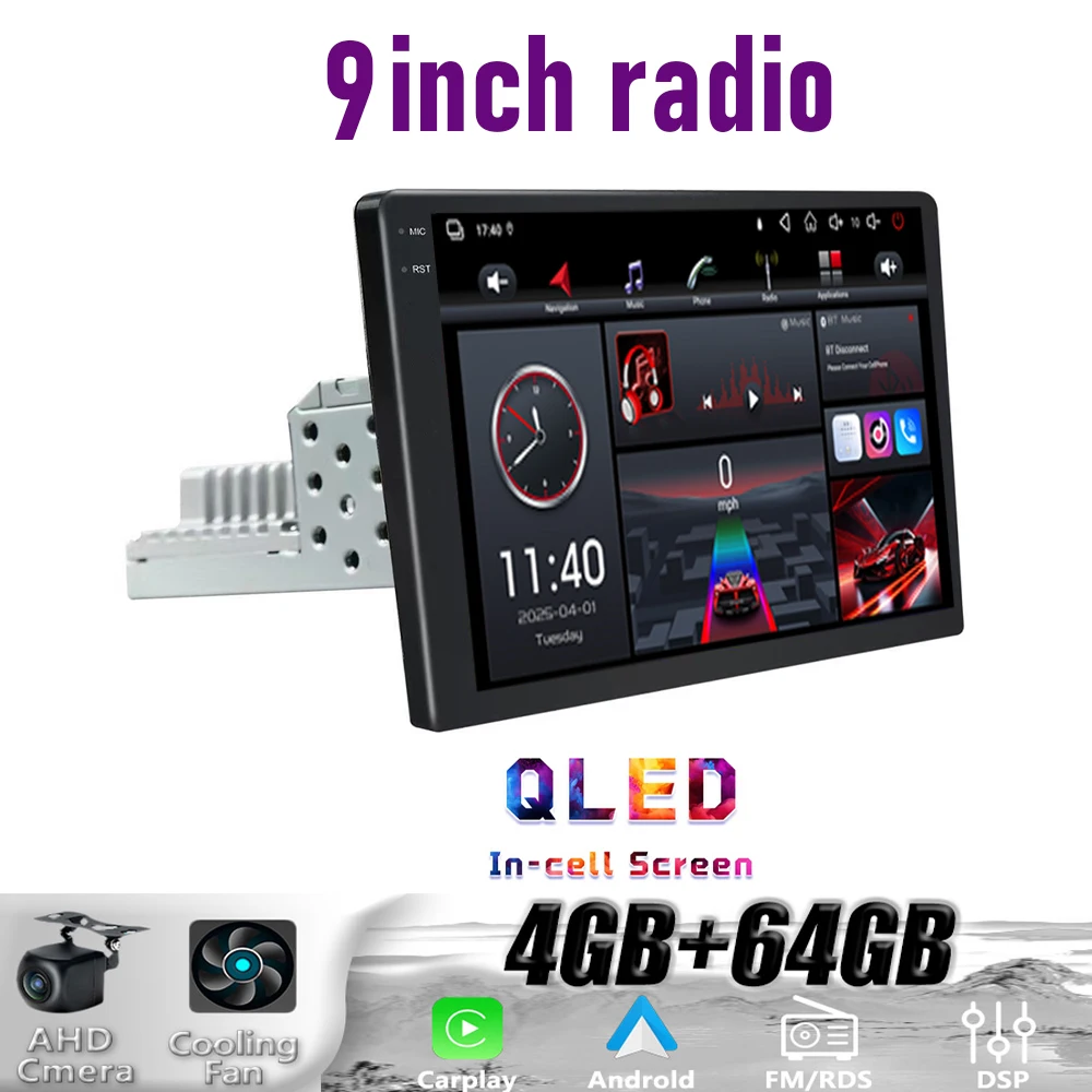 

9" GPS 64GB General Car Radio Wireless Apple Carplay Android 15 Google Map Steering Wheel Control Intelligent System WIFI 2 Din