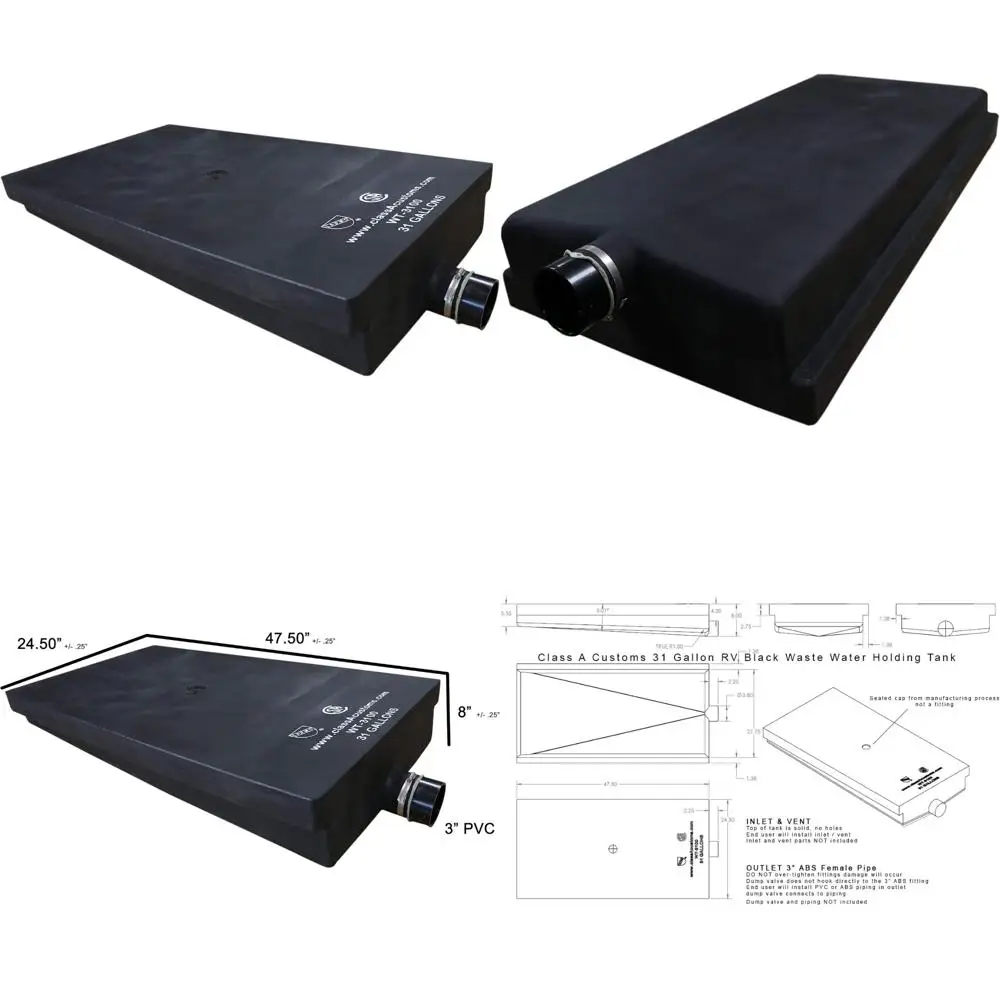 Serbatoio di scarico per camper da 31 galloni - Sistema di tenuta dell'acqua nera WT-3100