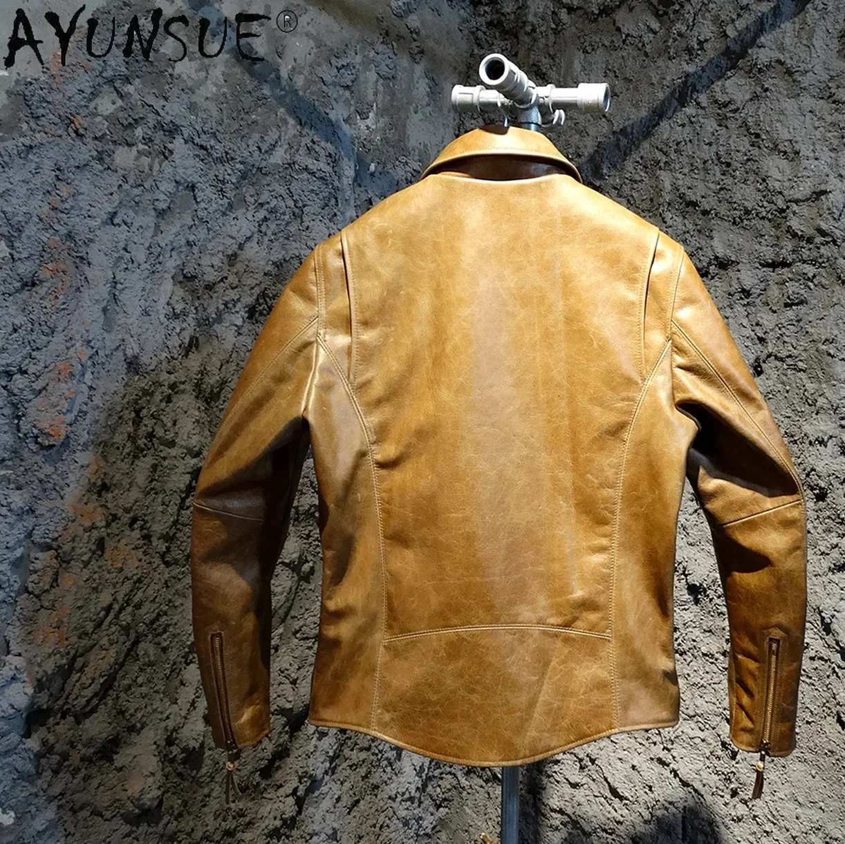 AYUNSUE 2024 Vintage Genuine Leather Jacket Men Spring 100% Cowhide Coat Plus Size Mens Jackets Chaquetas Hombre