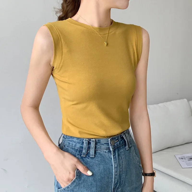 

Summer vest for girls, anti glare shoulder, round neck, tight fit top, base layer