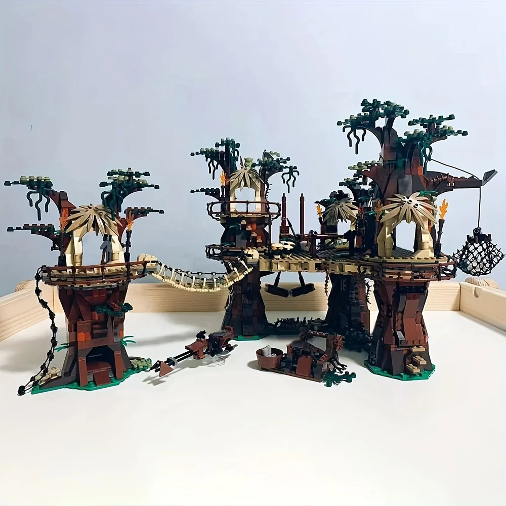 Jouet modèle de briques de construction Moc Night pour amis, expert créatif, cabane dans les arbres, architecture de rue, cadeaux d'anniversaire et de nouvel an, 1990 pièces