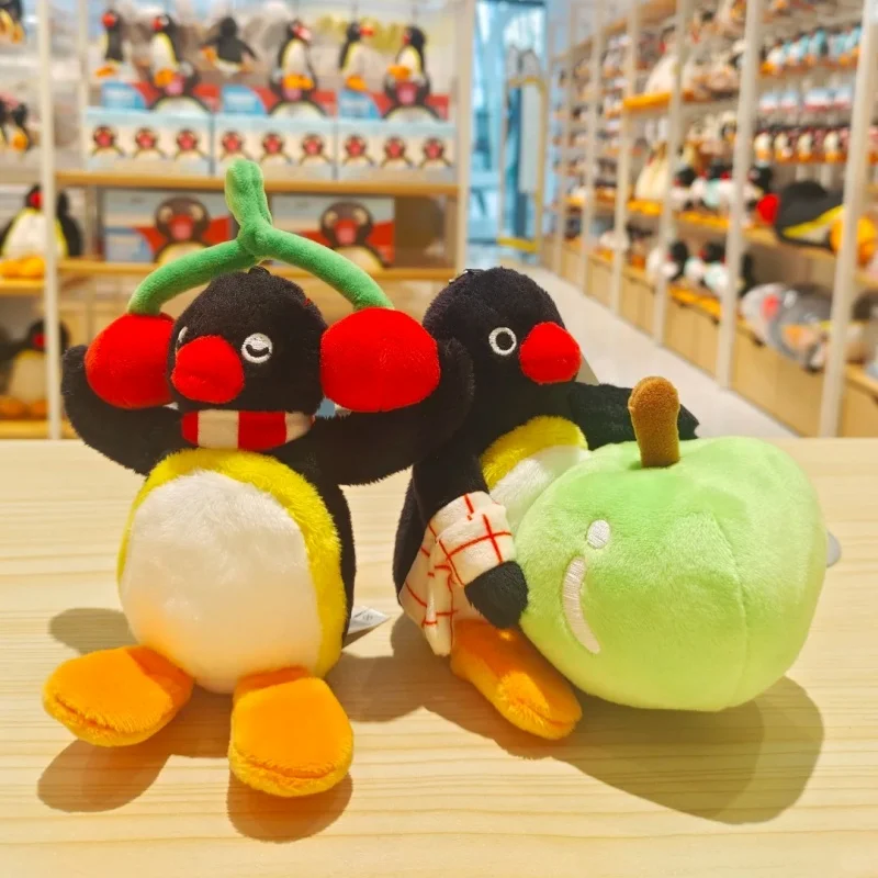 Novo genuíno pingu brinquedo de pelúcia pinguim criativo série frutas brinquedo pinguim brinquedo de pelúcia cereja escuta chaveiro de pelúcia presente crianças brinquedo