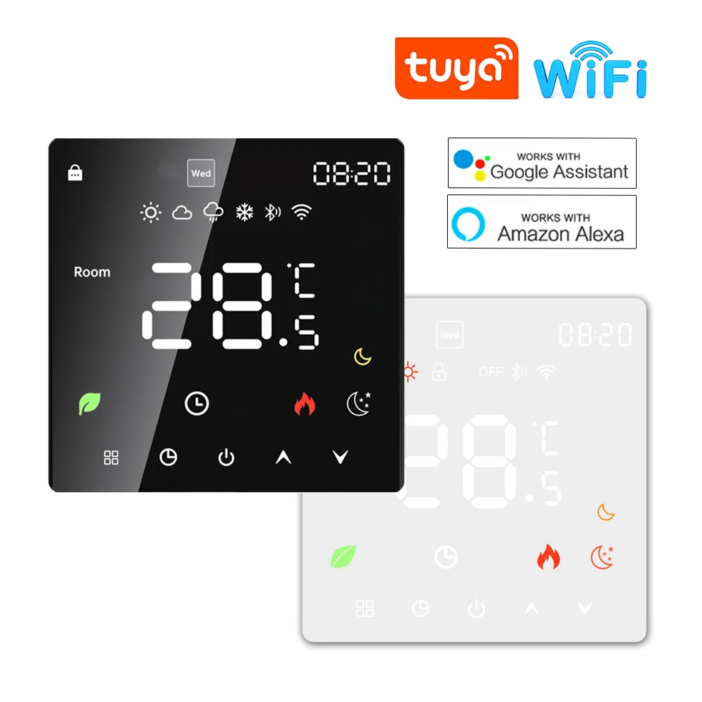 

Tuya WiFi Smart Temperature Controller Water Floor Heating Electric Heating Gas Boiler LCD Glass Thermostat Support Google Alexa