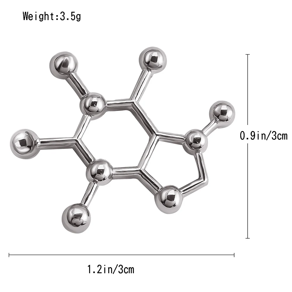 Chemistry Molecule Structure Brooch Medicine Lab Science Pin Lapel Coat Backpack Badge Jewelry Accessory Gift for Student Doctor