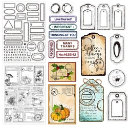 Retro Label Borders Clear Stamps for DIY Scrapbooking Vintage Label Frame Silicone Clear Stamp Seals 21×29.7cm Transparent Stamp