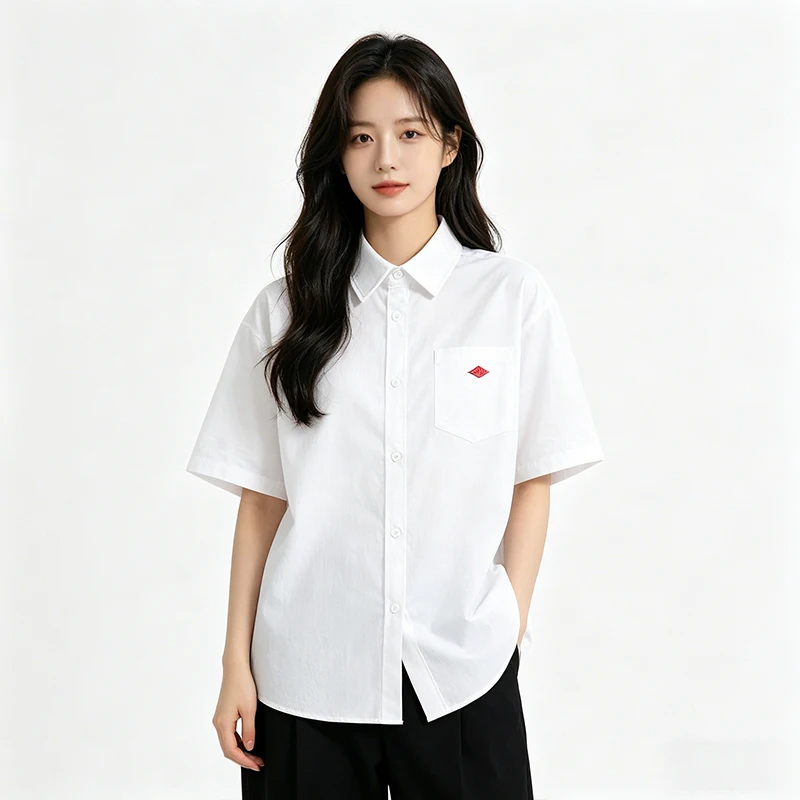 Hot sales Summer Men's Ice Silk With Pocket Embroidery Button Down Tees high quality Women Casual Short Sleeve Shirt Couple Tops