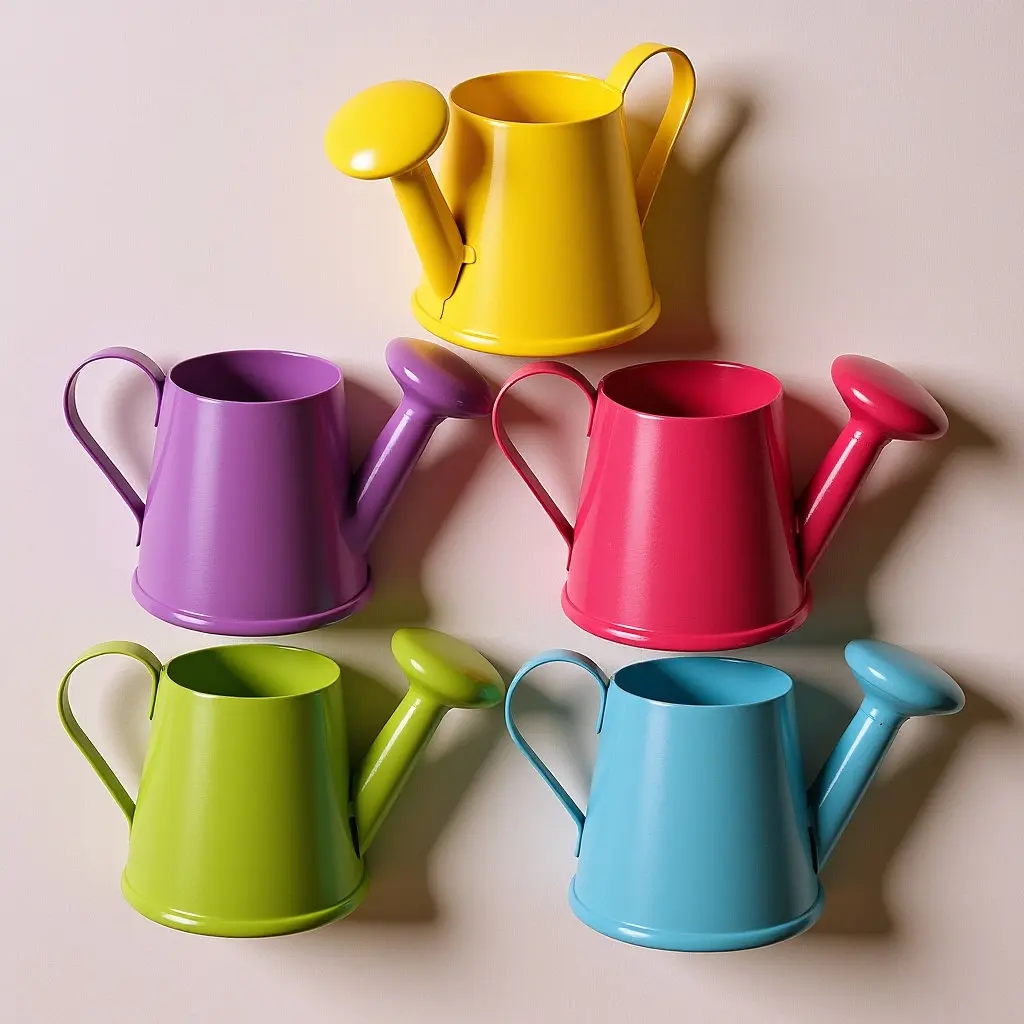 5Pcs Mini Watering Can Set Small Metal Garden Water Pot Colorful Indoor Outdoor Plants Watering Bucket for Decorative view 6