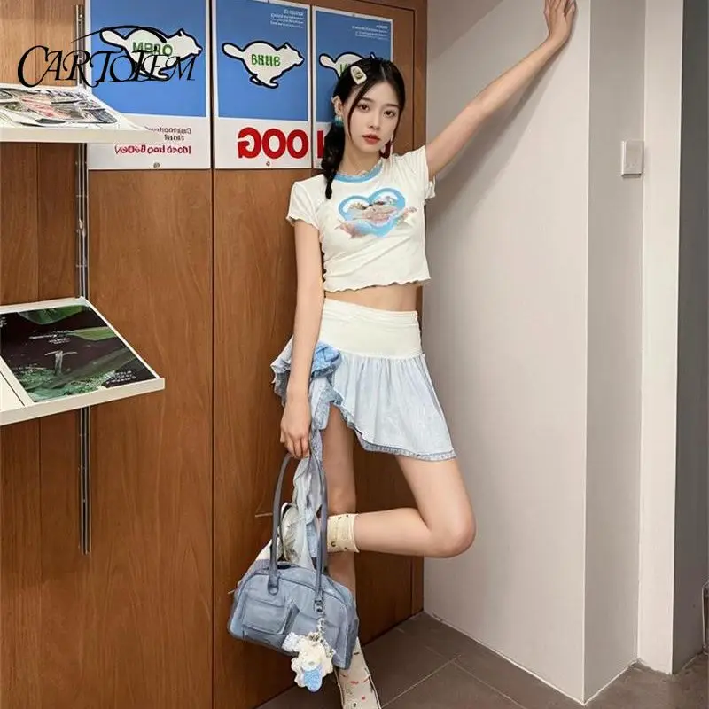 Falda de cintura alta irregular delgada de nicho de verano para mujer