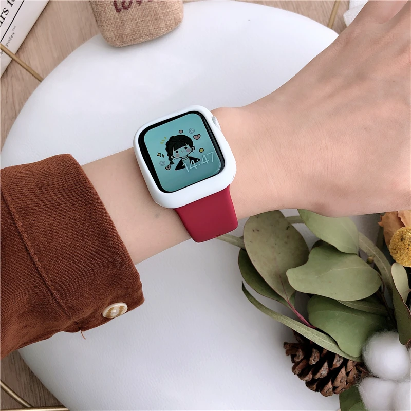 Glass+cover For Apple Watch Case series 8 7 6 5 4 3 SE 44mm 40mm 45mm 42-38-41mm bumper Screen Protector apple watch Accessories