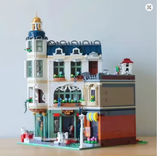 

3456 деталей, конструктор Disney Shopping Street Bricks 11371, модель европейской улицы, игрушки для сборки, декор для дома, подарки для детей