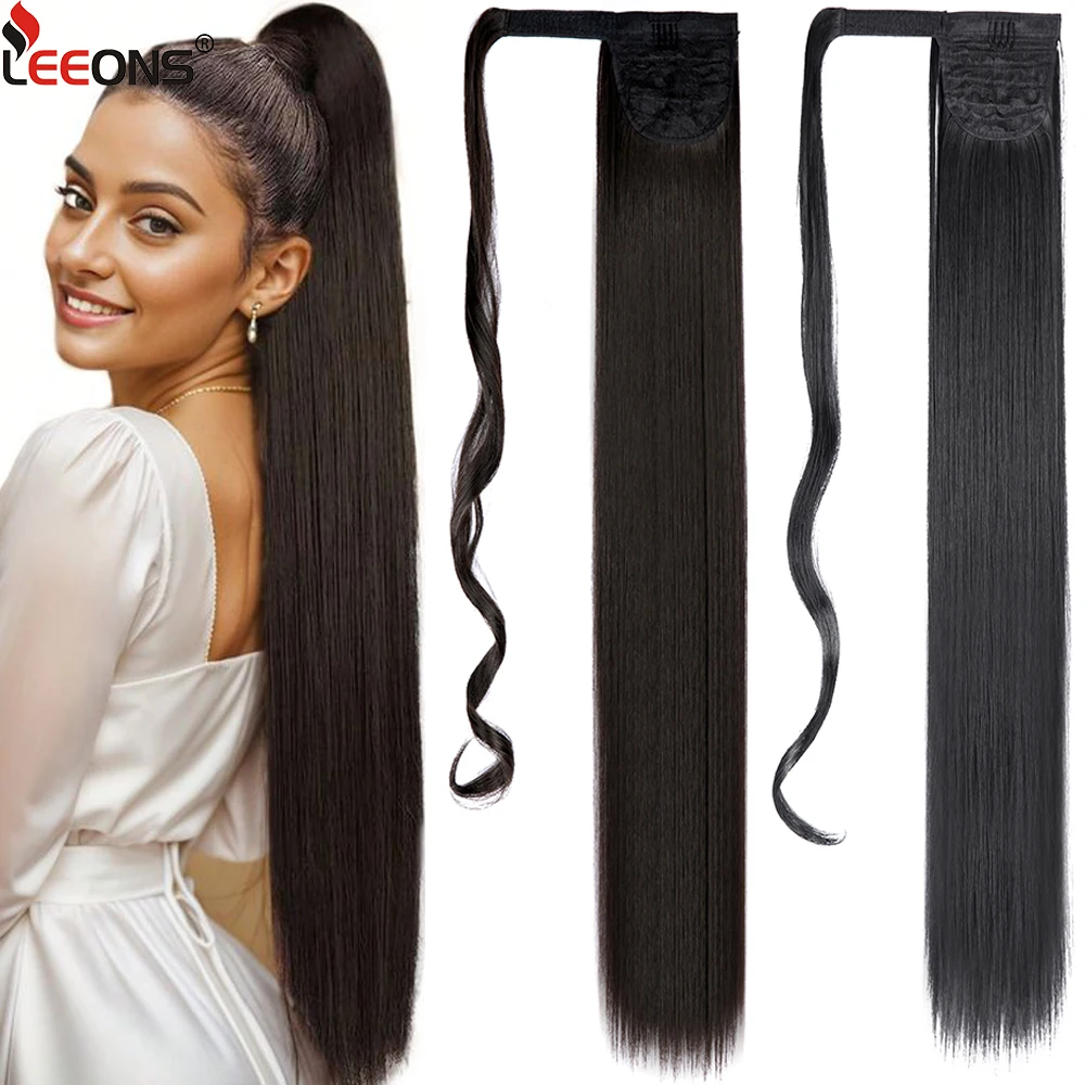 

Straight Ponytail Extensions Wrap Around Fake Pony Tail 33 Inch Synthetic Hairpiece Ponytails Clip In Ponytail For Women