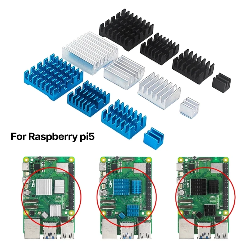 

Радиаторы для RPI 5, радиатор радиатора, алюминиевый комплект охлаждающей подставки, пассивная охлаждающая подставка, охлаждение процессора