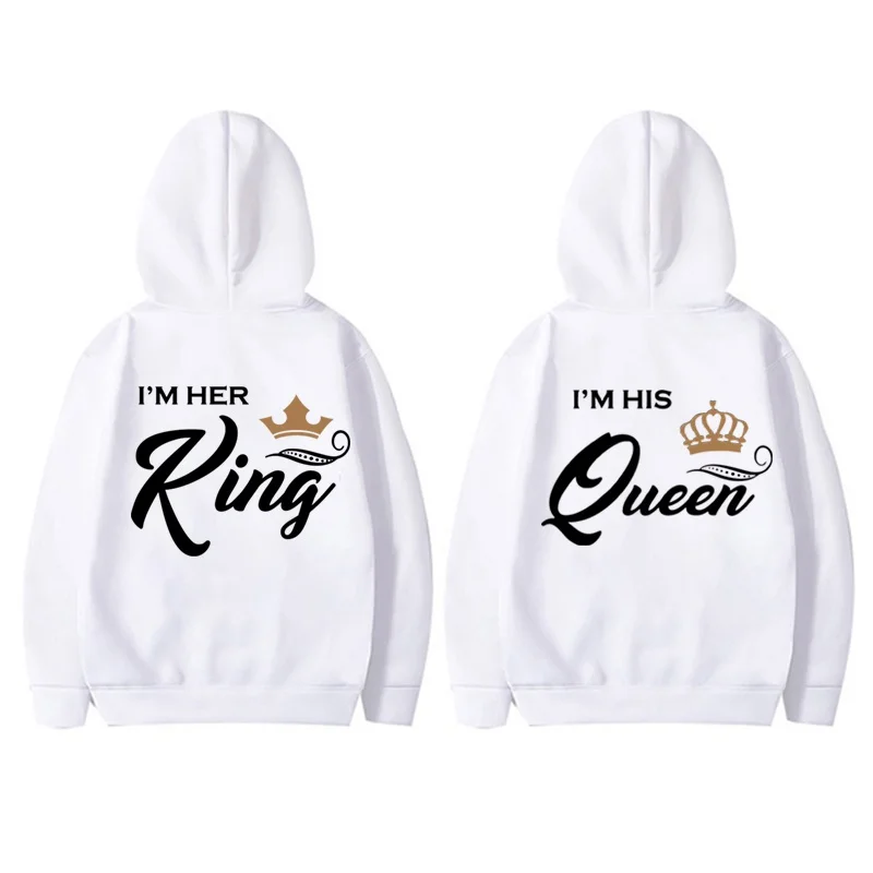 Sudaderas con capucha de manga larga para parejas, Jersey a juego, ropa de calle para amantes, regalos del Día de San Valentín, Rey y Reina, moda