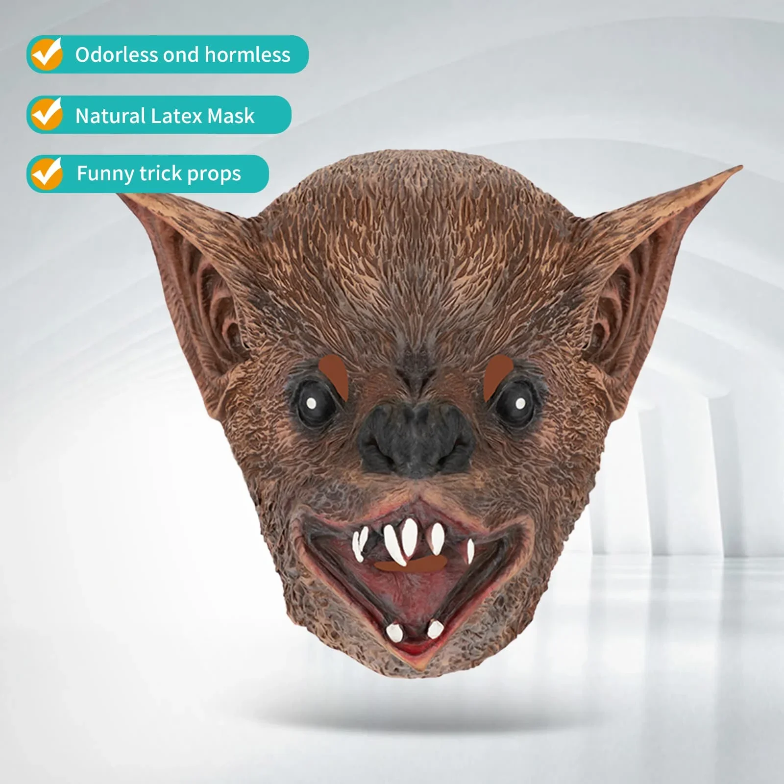 قطعة واحدة من قناع الخفافيش الواقعي للغاية، قناع تنكري لحفلات الهالوين، دعائم لعب الأدوار، مادة اللاتكس