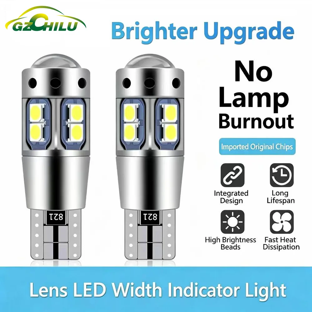 2pcs High Quality T10 W5W 168 192 Led Tail Light 3030 10smd 12V Auto Lamp CANBUS NO Error Car Marker Parking Bulb 6000K ASLENT