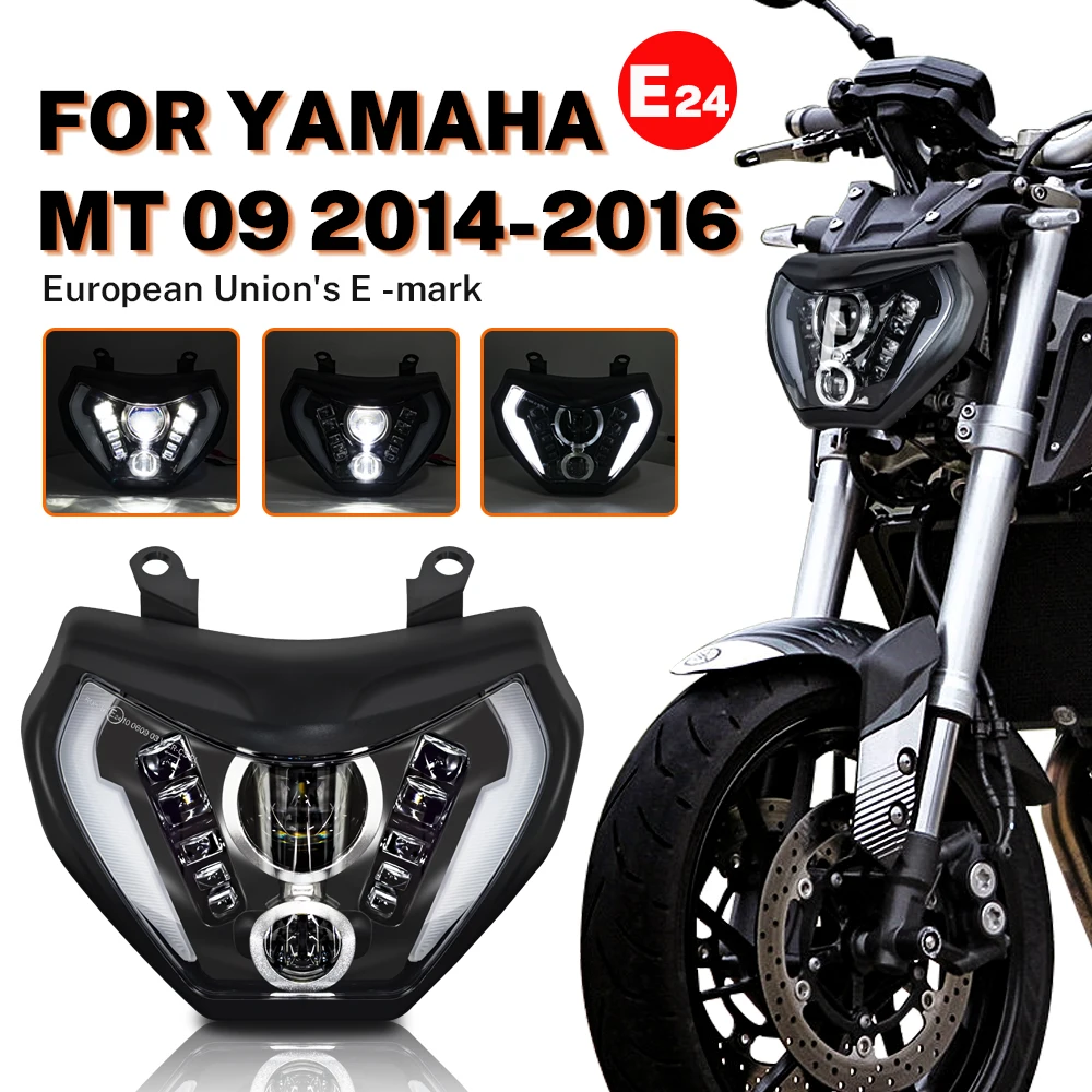 

Motorcycle Headlight For Yamaha MT09 MT-09 MT 09 2014 2015 2016 LED Lights Assembly E-MARK Lamp Turn Signal Light Projector Head