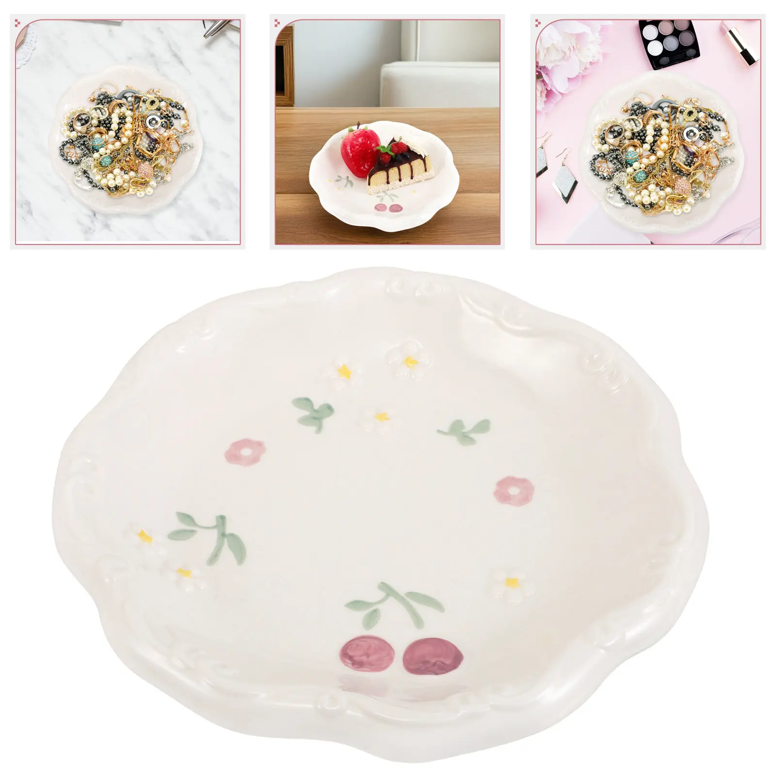 

Ceramic Jewelry Tray Irregular Shape Aesthetic Trinket Dish for Rings Keys Perfume Vanity Decor Home Decorative Ring Holder Dish