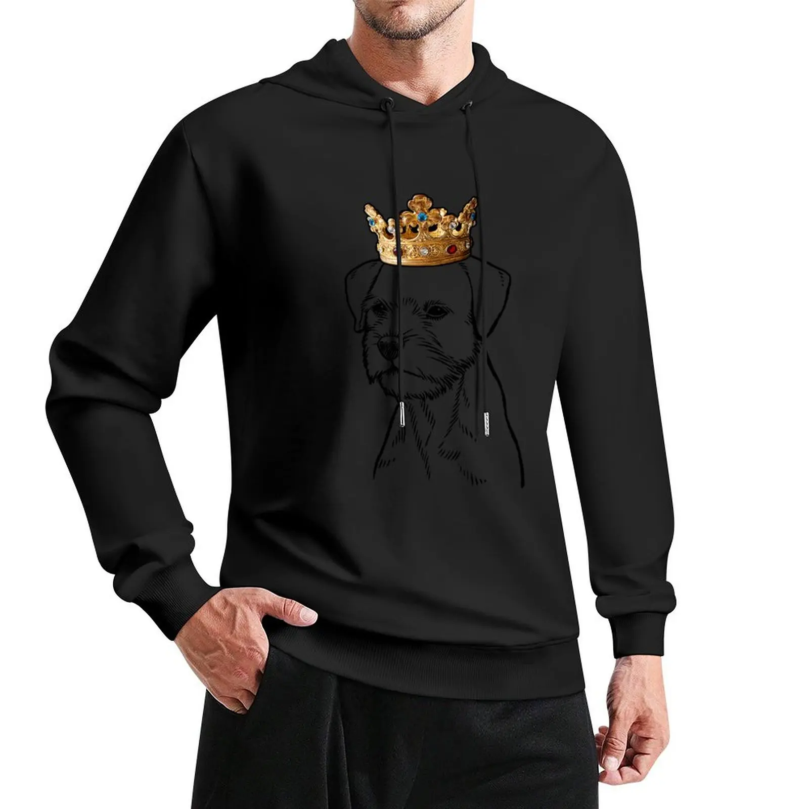 

Border Terrier Dog Wearing Crown Pullover Hoodie fashion men graphic hoodies