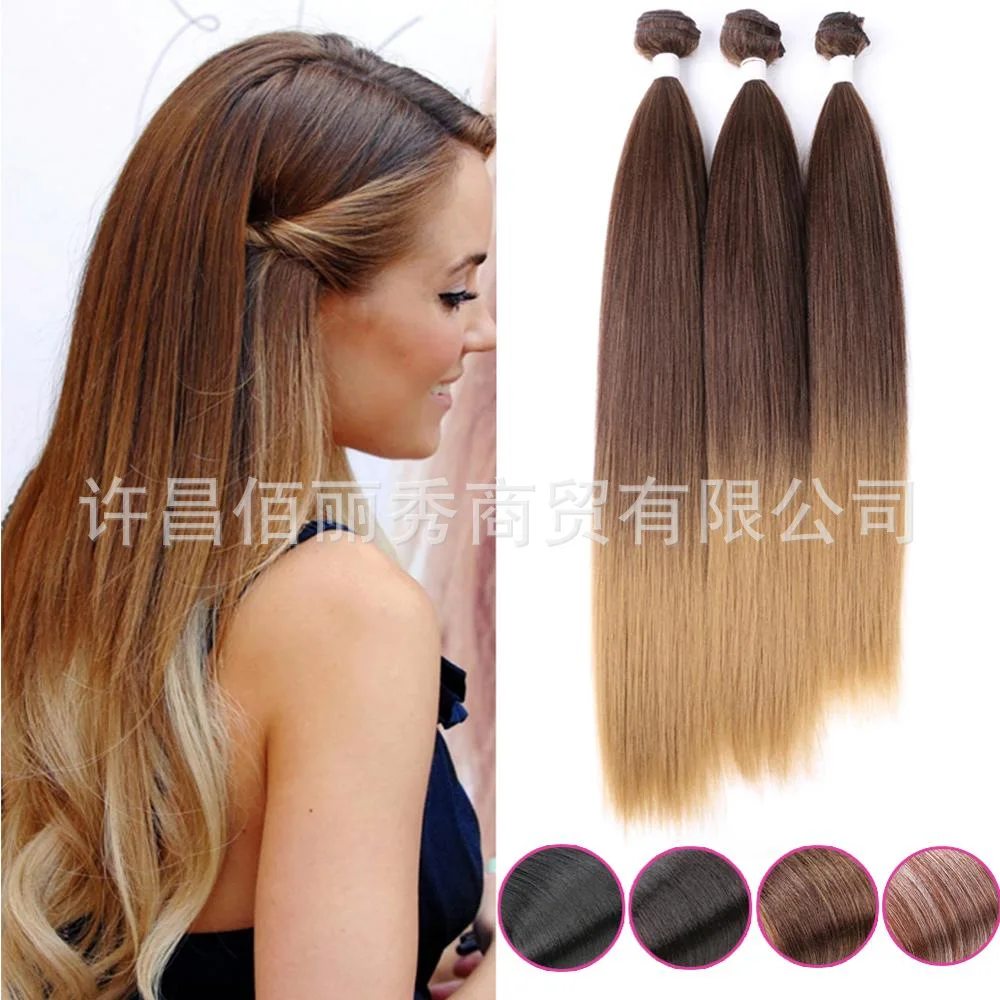 Synthetic Straight Yake Hair Weft 3 Pieces Set Wig Extension 22 24 26 Inch Cosplay Party Anime Style Heat Resistant