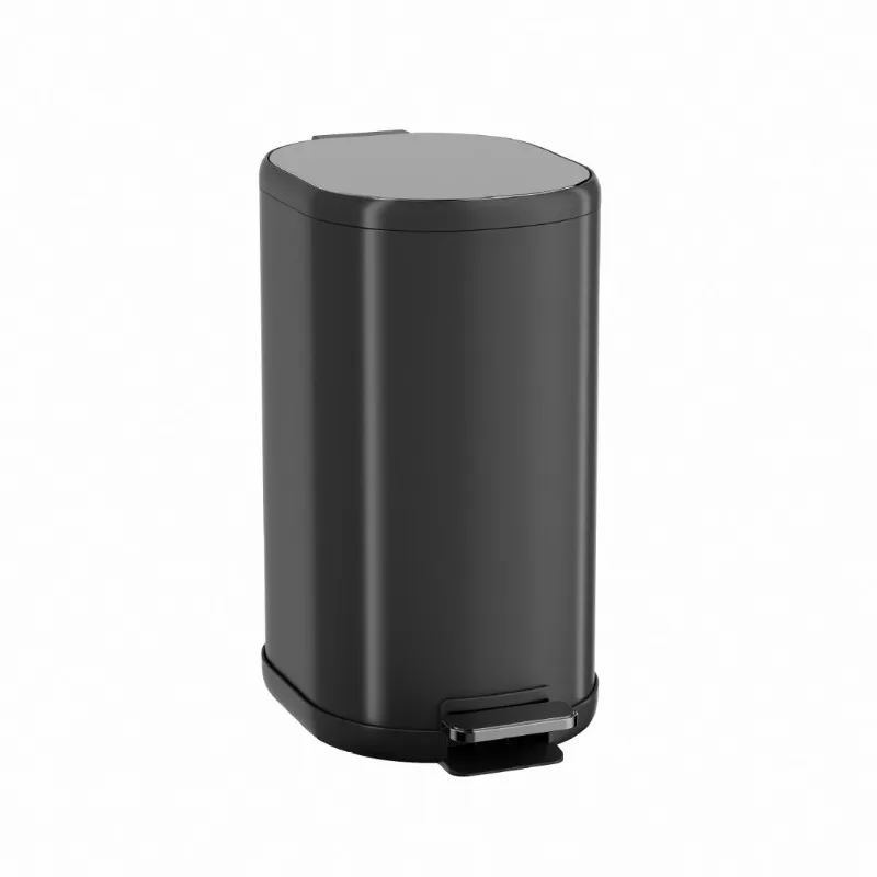 Kitchen stainless steel black titanium trash can household large capacity new living room foot step with cover
