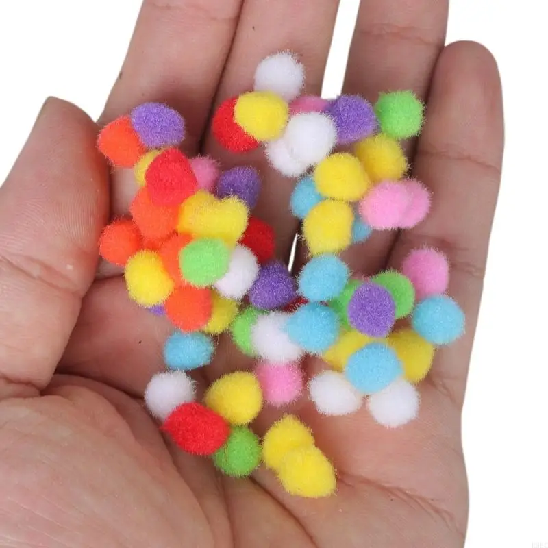 H9EC 100 pcs/set các loại hỗn hợp 8 mm màu mềm mịn pom poms pompoms nóng