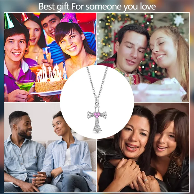 جديد 925 فضة ملون الزركون مادونا قلادة الصليب قلادة قلادة للنساء هدايا الحفلات غرامة مجوهرات الدينية