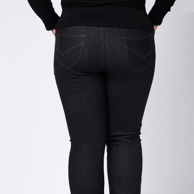 9XL 8XL 6XL 5XL 150KG Plus Size Women Long Jeans Girls High Waist Lady Slim Fit Elegant Black Denim Pants Stretched Big Trousers